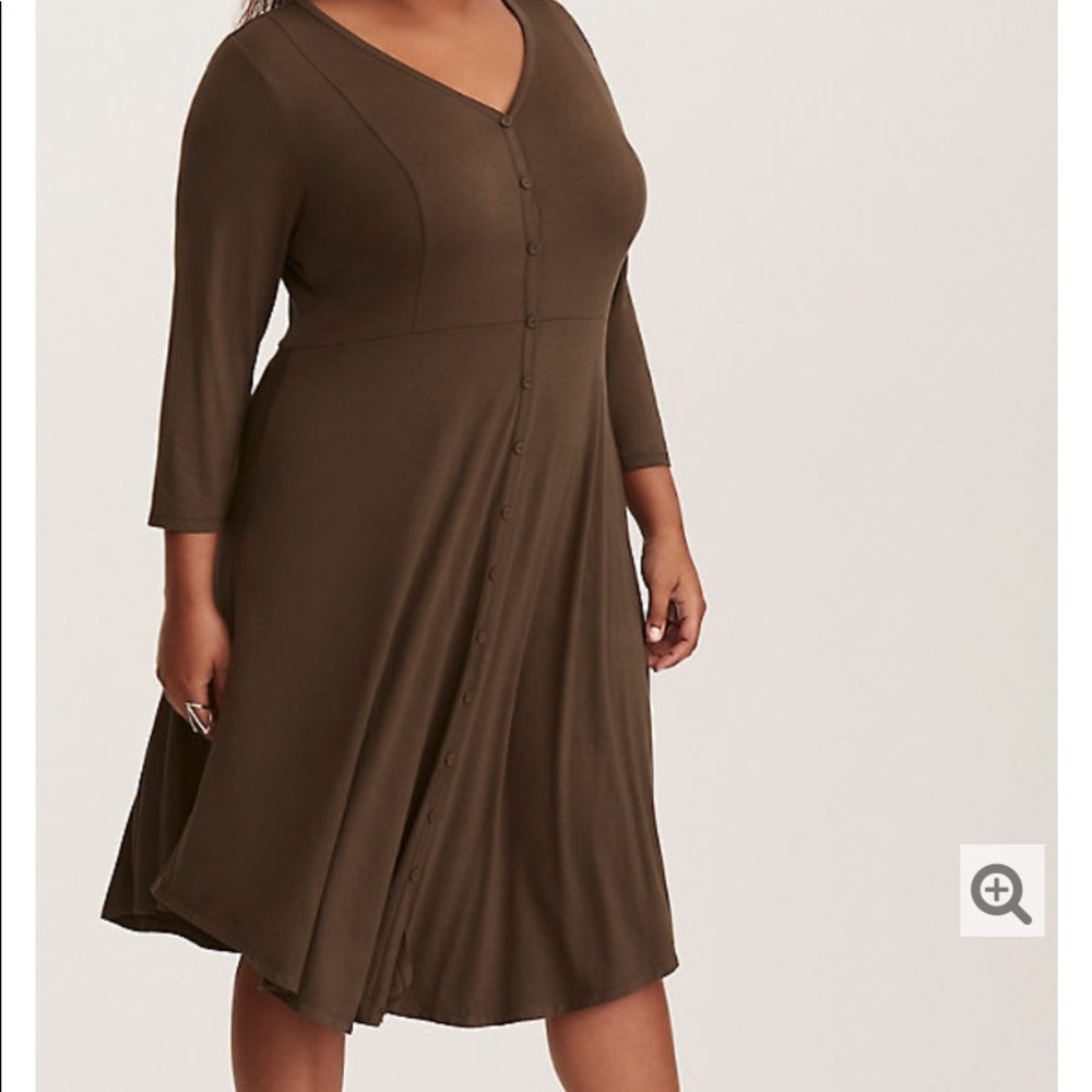 TORRID GREEN KNIT BUTTON FRONT SHIRT DRESS SIZE 10